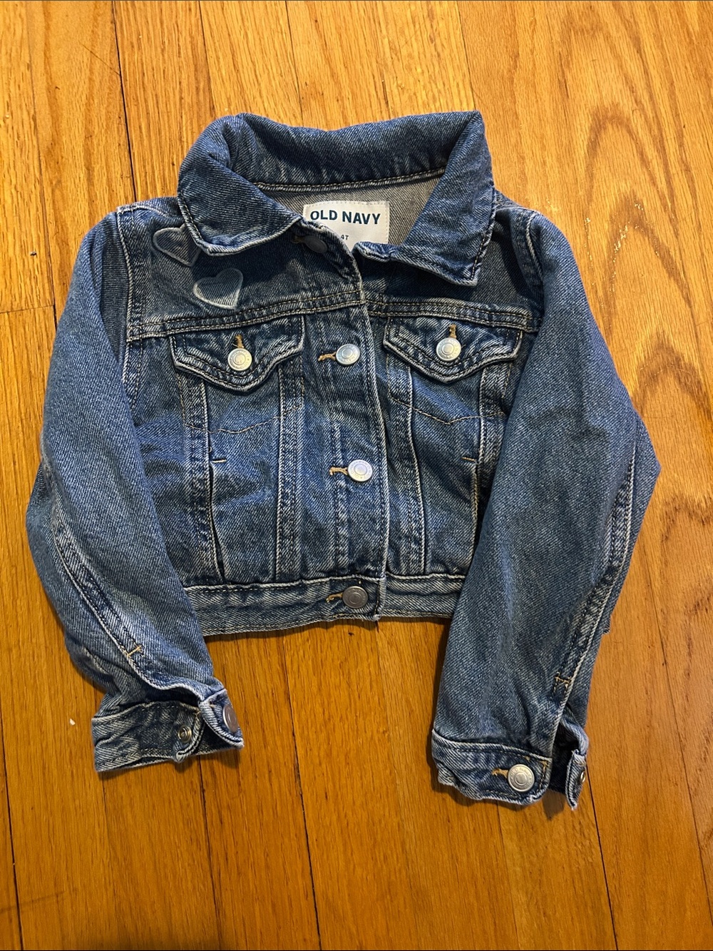 Old Navy Kids' Blue Denim Jacket with Heart Detail - Sz. 4t